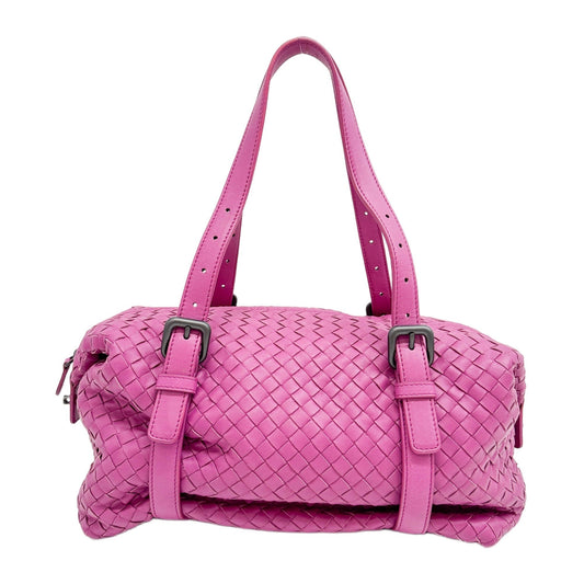 Intrecciato Pink Leather Shoulder Bag