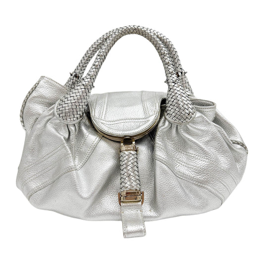 Spy Silver Leather Shoulder Bag