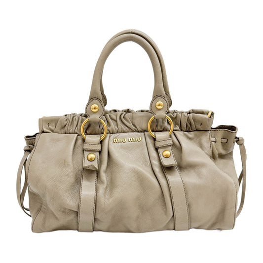 Vitello Beige Leather Two-Way Bag