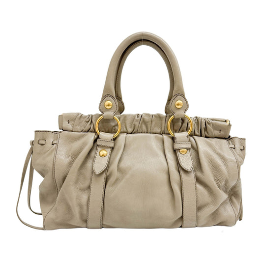 Vitello Beige Leather Two-Way Bag