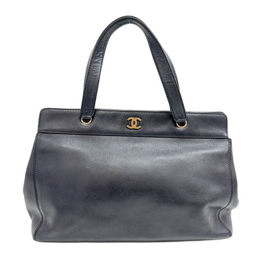 Coco Mark Black Leather Two Way Tote Bag