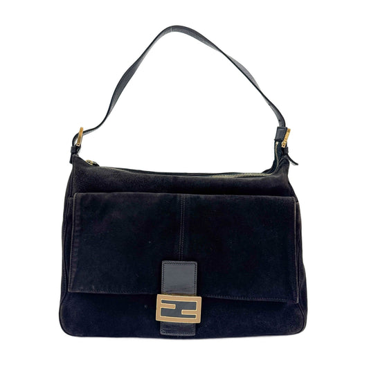 Mamma Baugette Dark Brown Suede Shoulder Bag