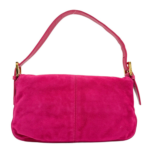 Baguette Pink Suede Shoulder Bag