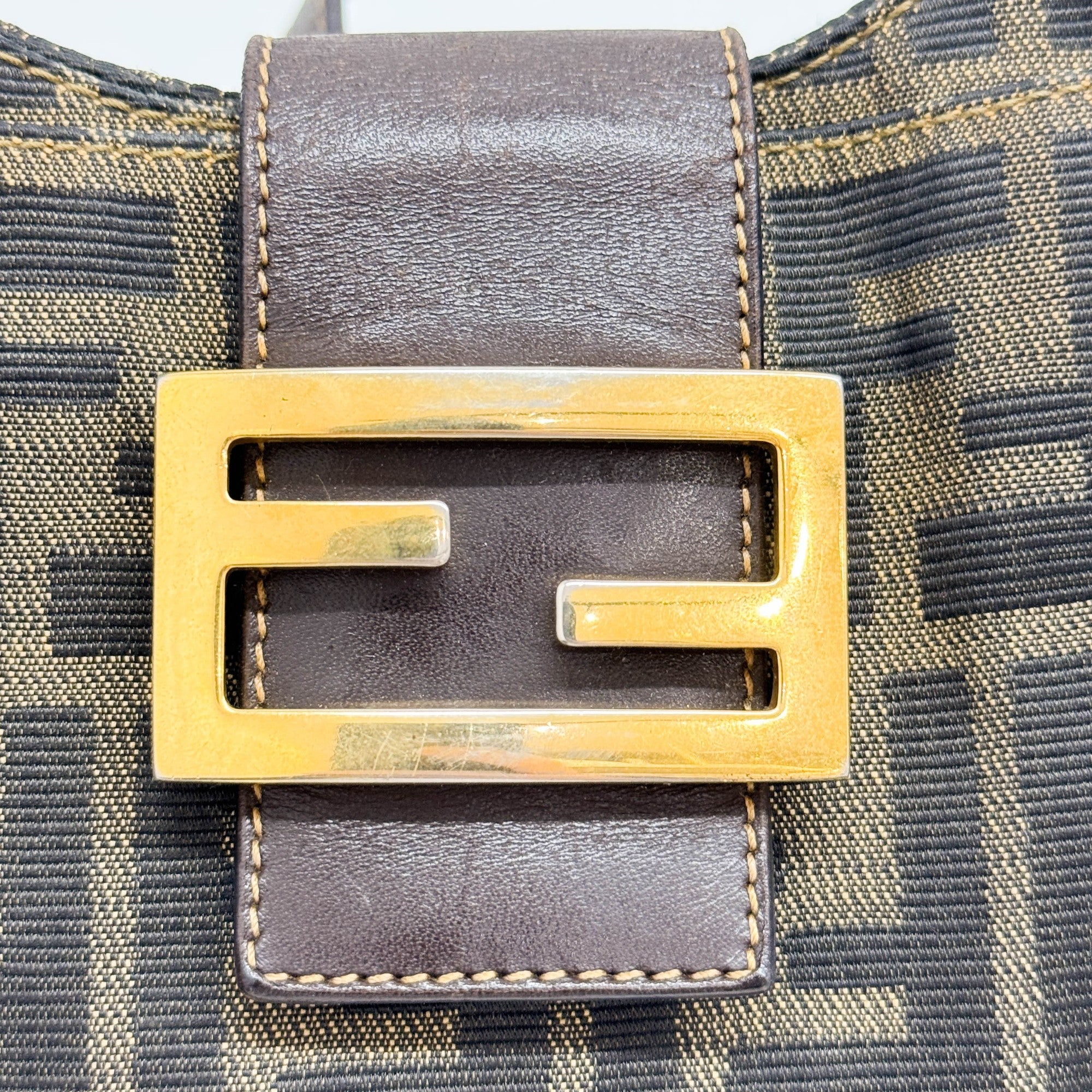 Zucca Brown Canvas Hobo Shoulder Bag