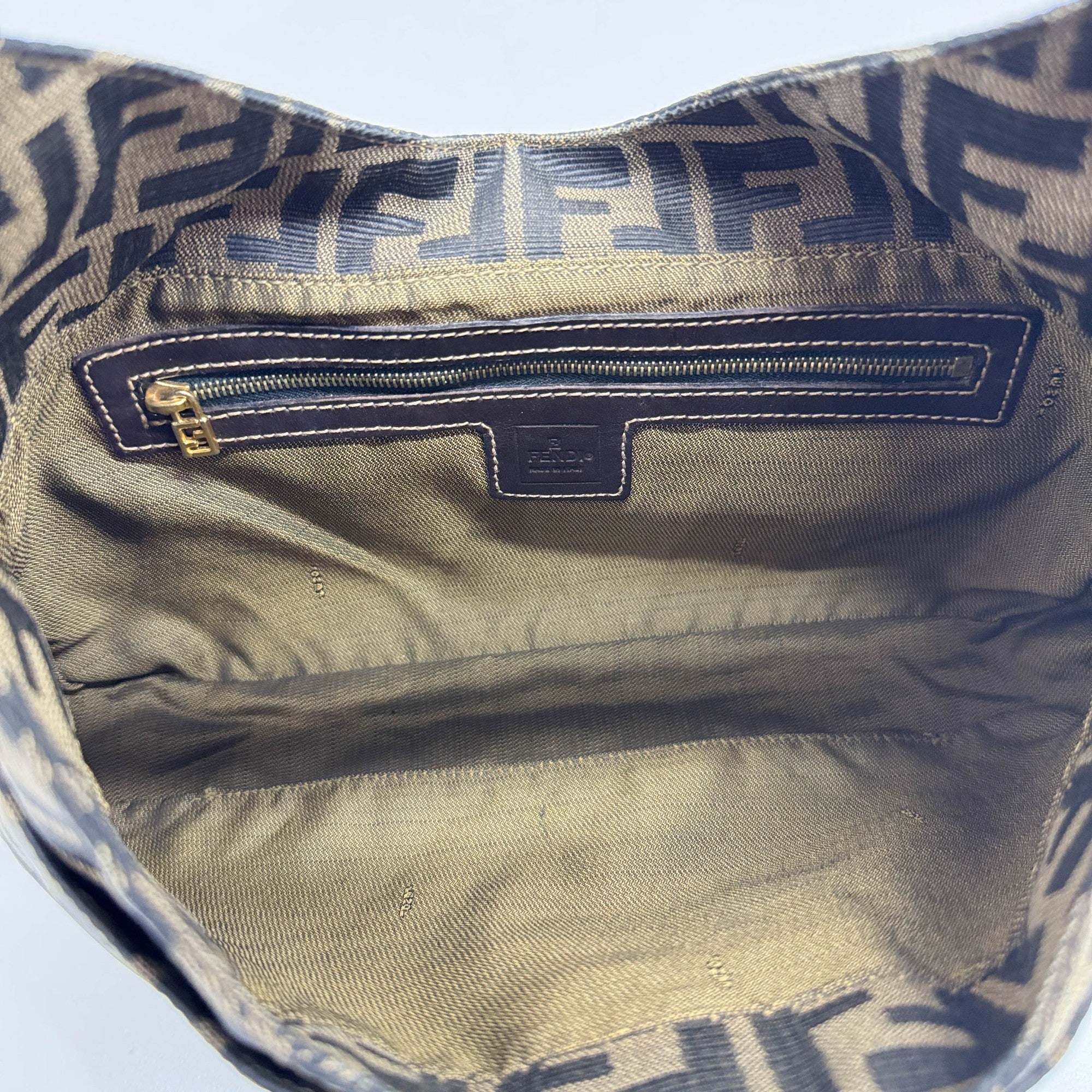 Zucca Brown Canvas Hobo Shoulder Bag