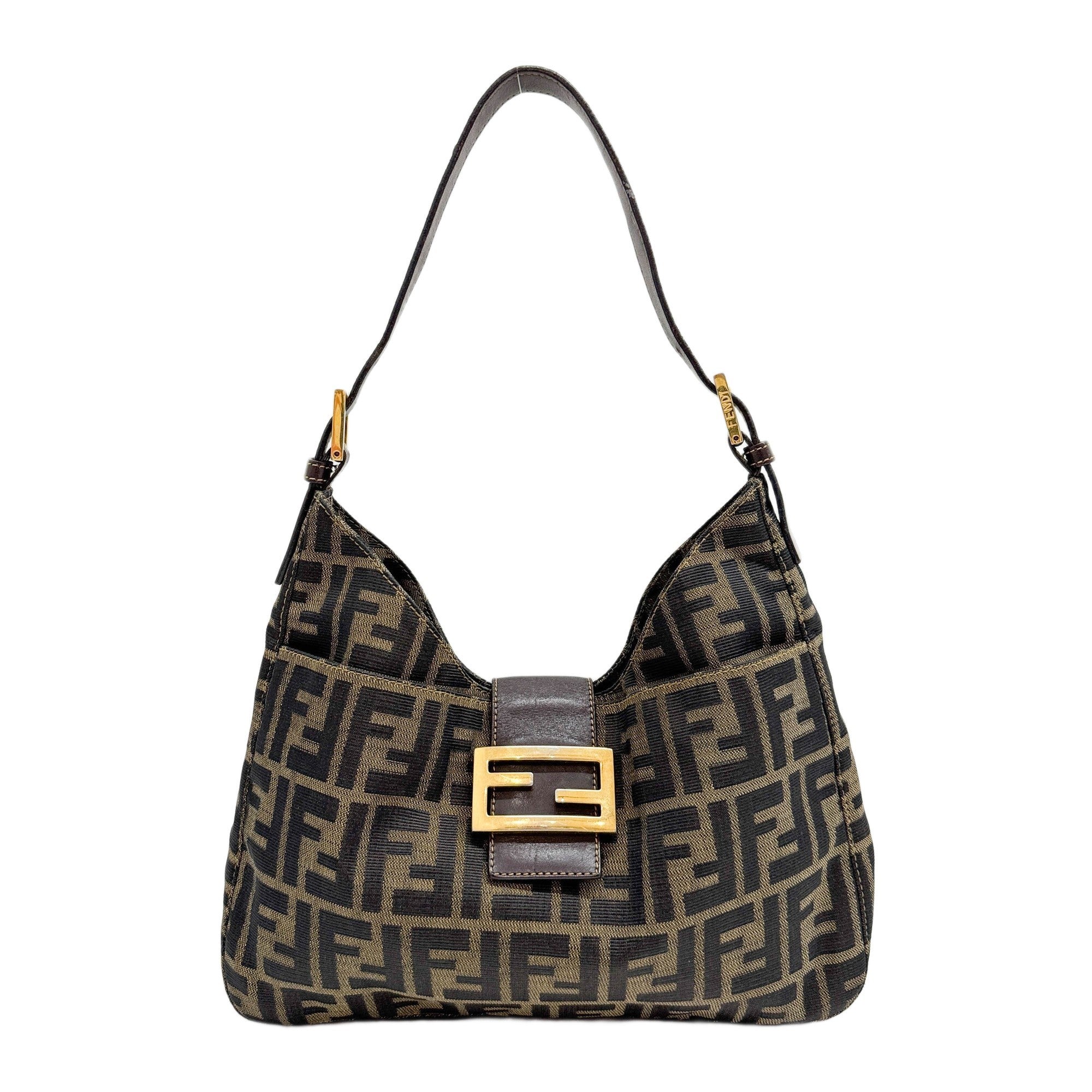 Zucca Brown Canvas Hobo Shoulder Bag