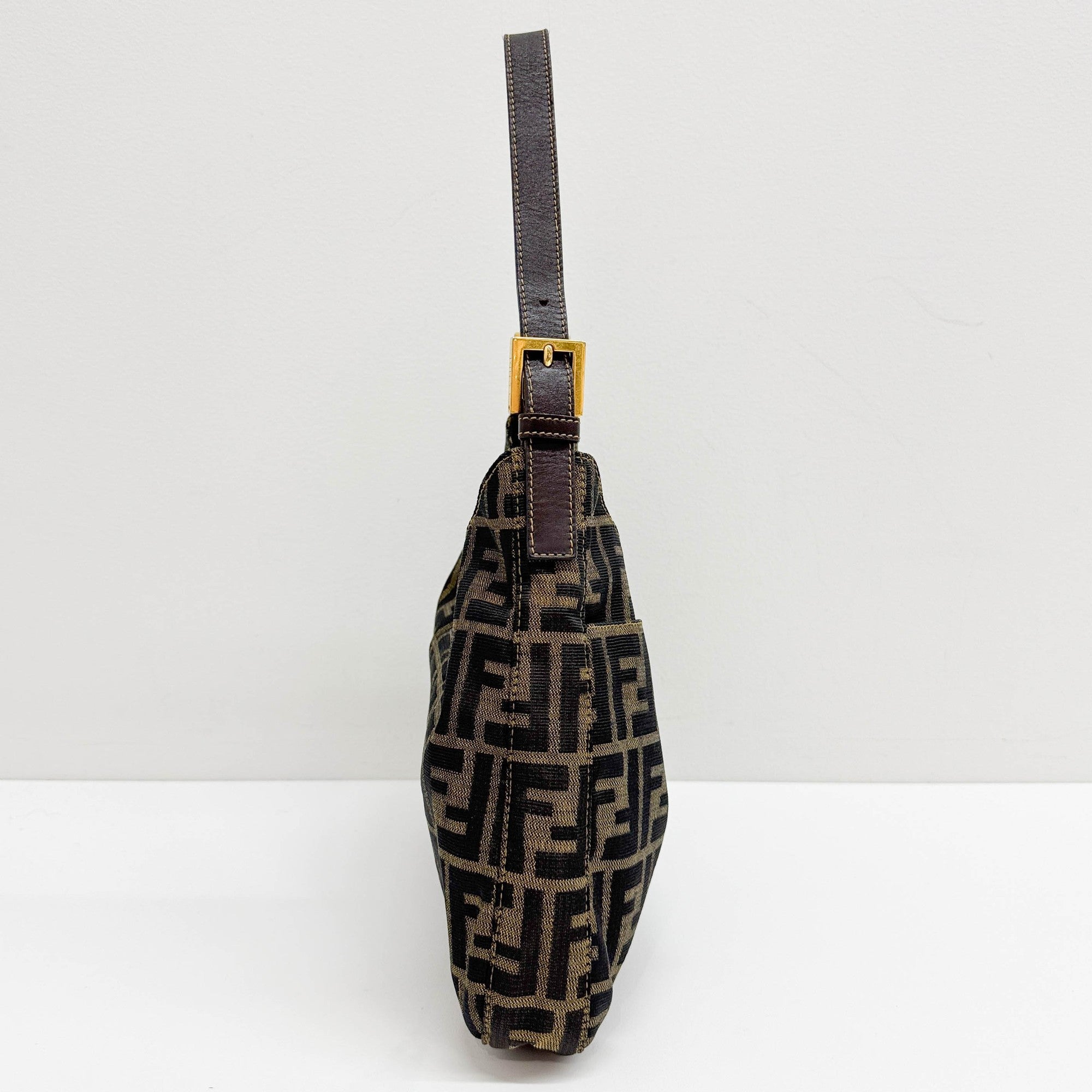 Zucca Brown Canvas Hobo Shoulder Bag