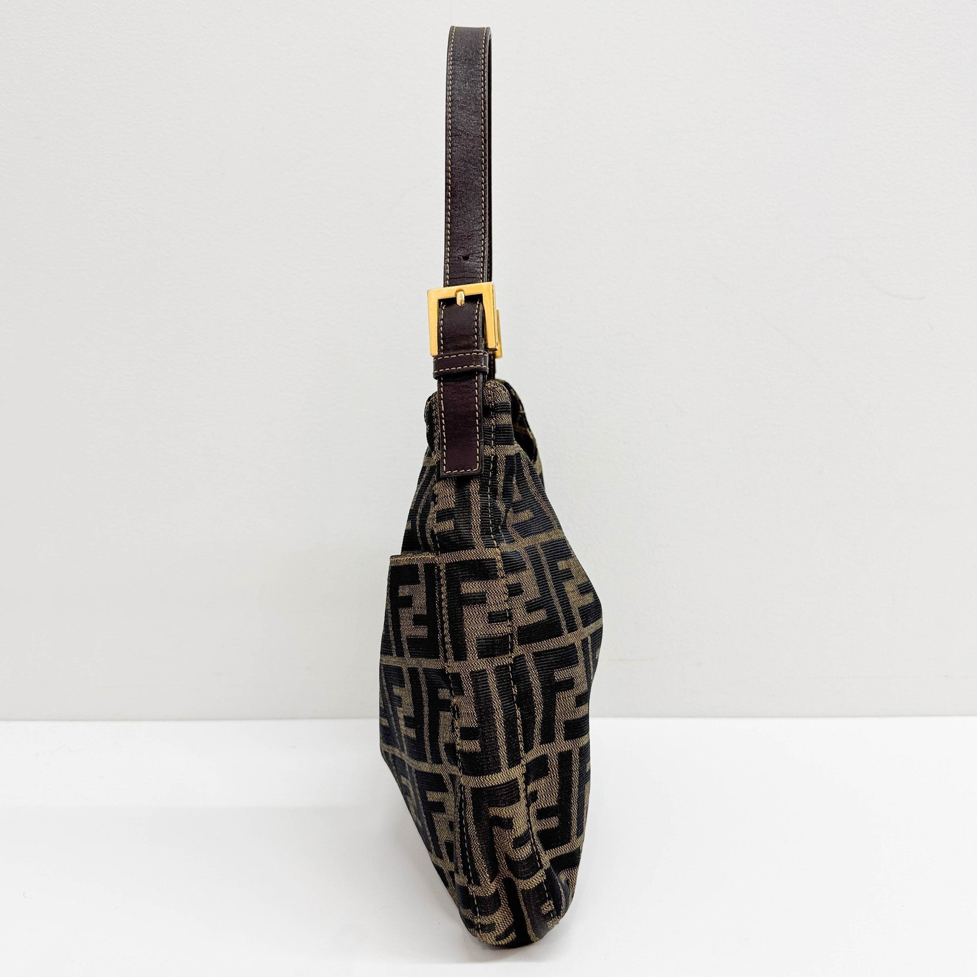 Zucca Brown Canvas Hobo Shoulder Bag