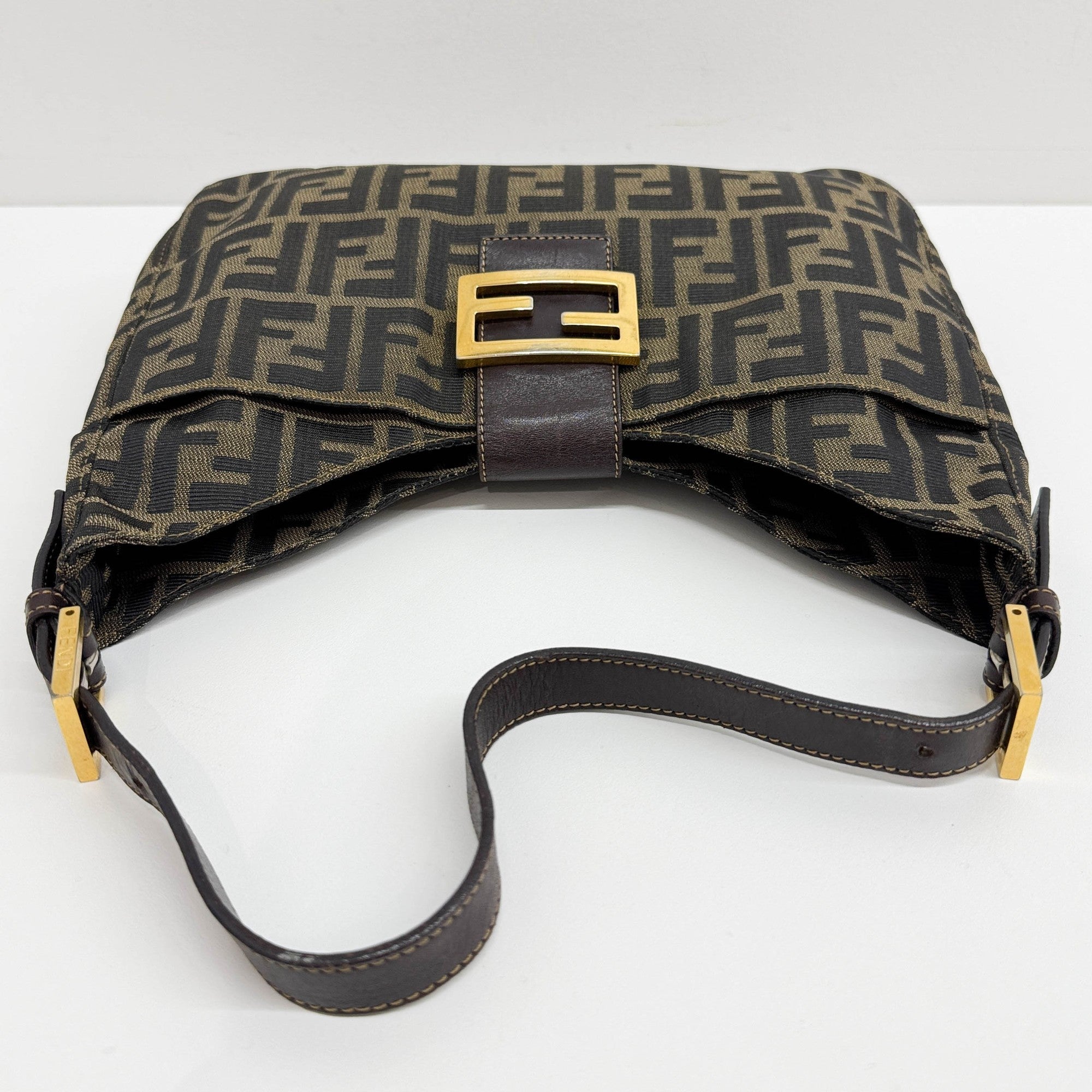 Zucca Brown Canvas Hobo Shoulder Bag