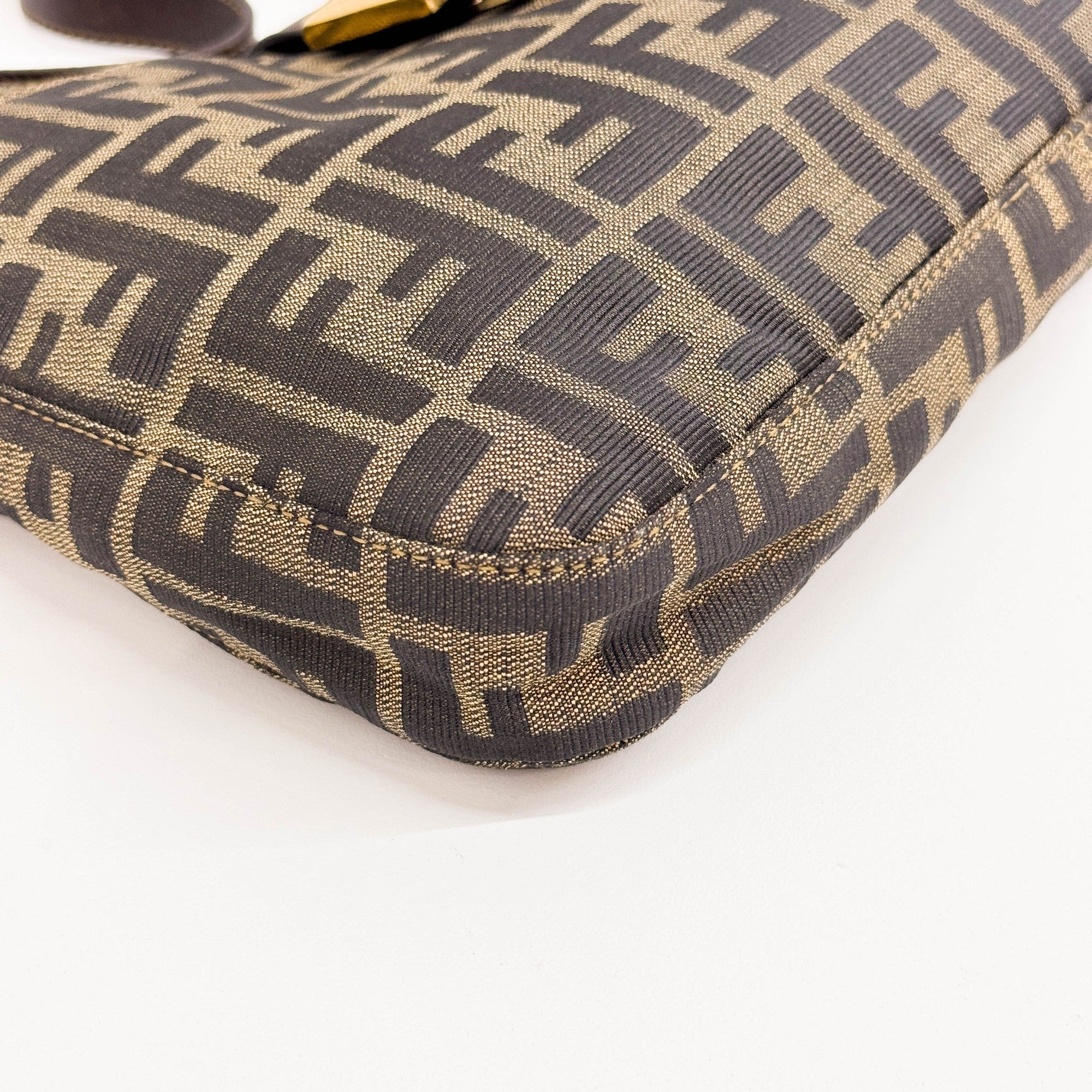 Zucca Brown Canvas Hobo Shoulder Bag