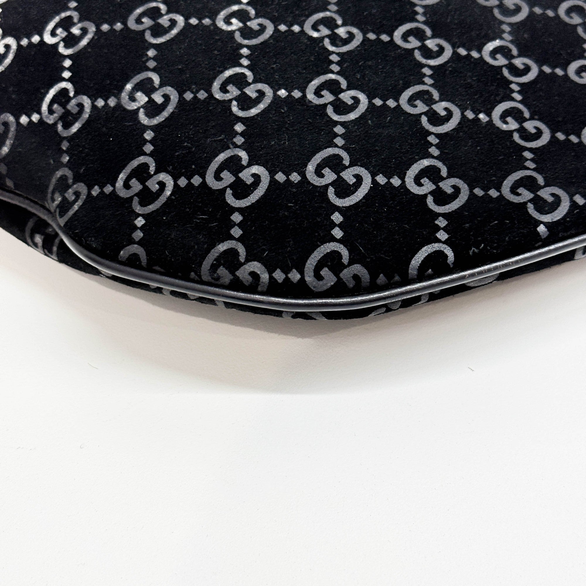 Black GG Suede Shoulder Bag