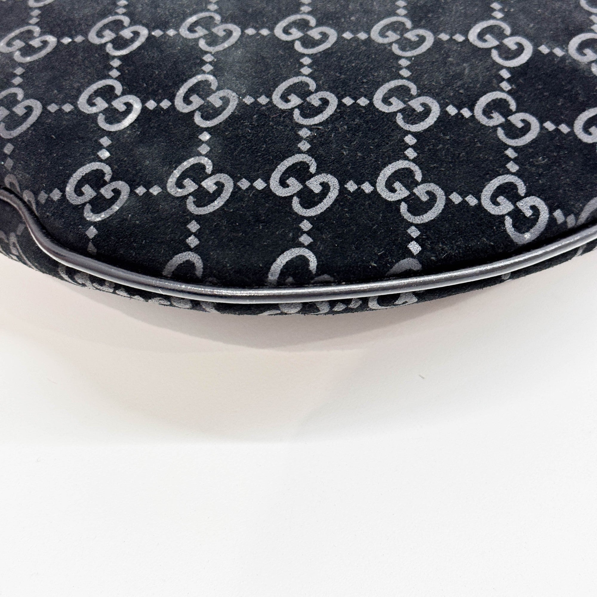 Black GG Suede Shoulder Bag