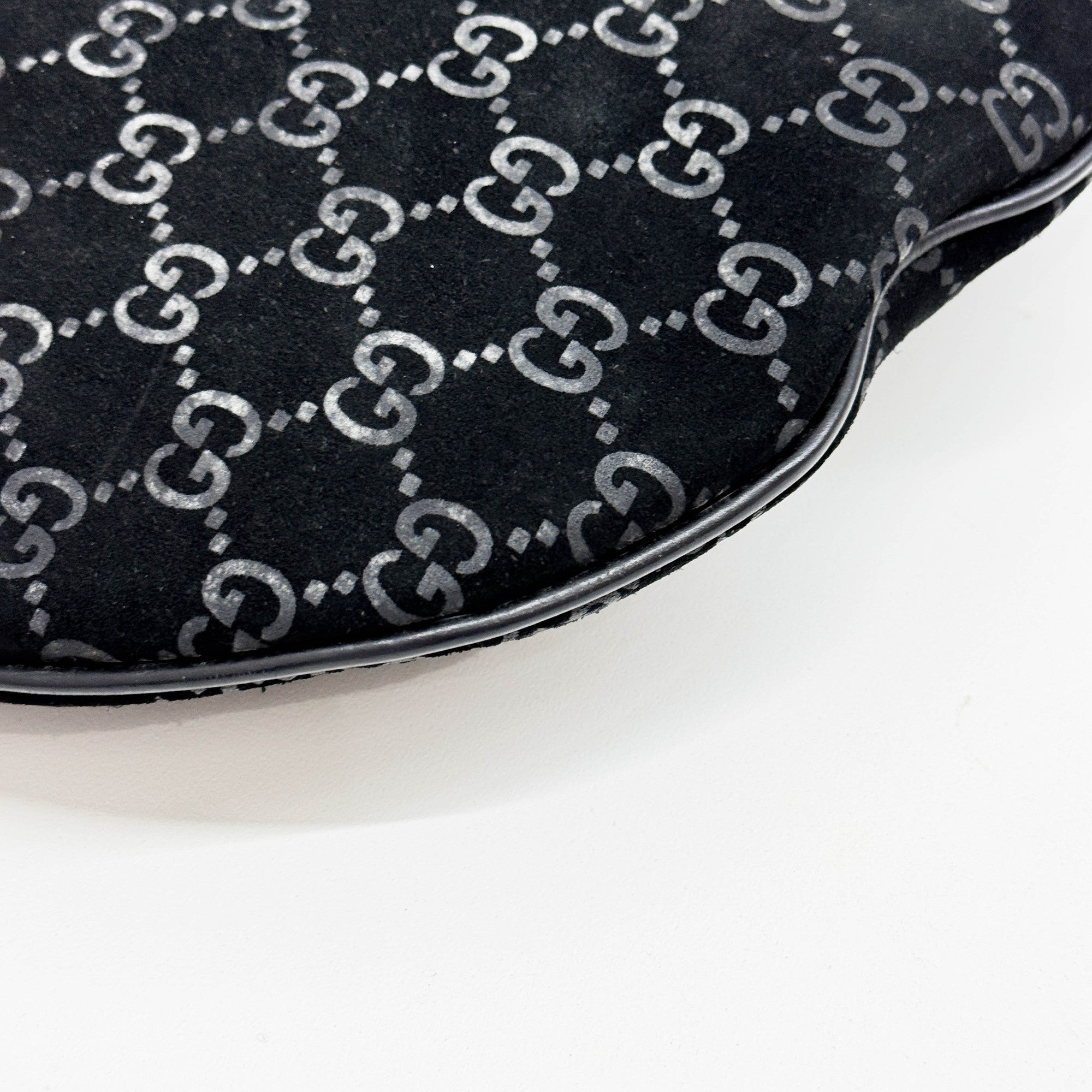 Black GG Suede Shoulder Bag