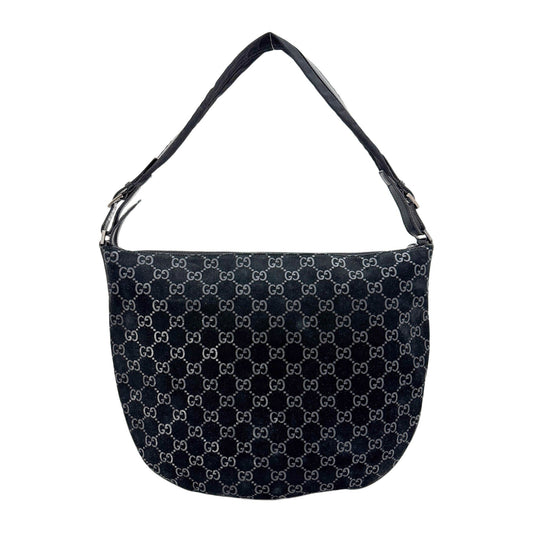 Black GG Suede Shoulder Bag