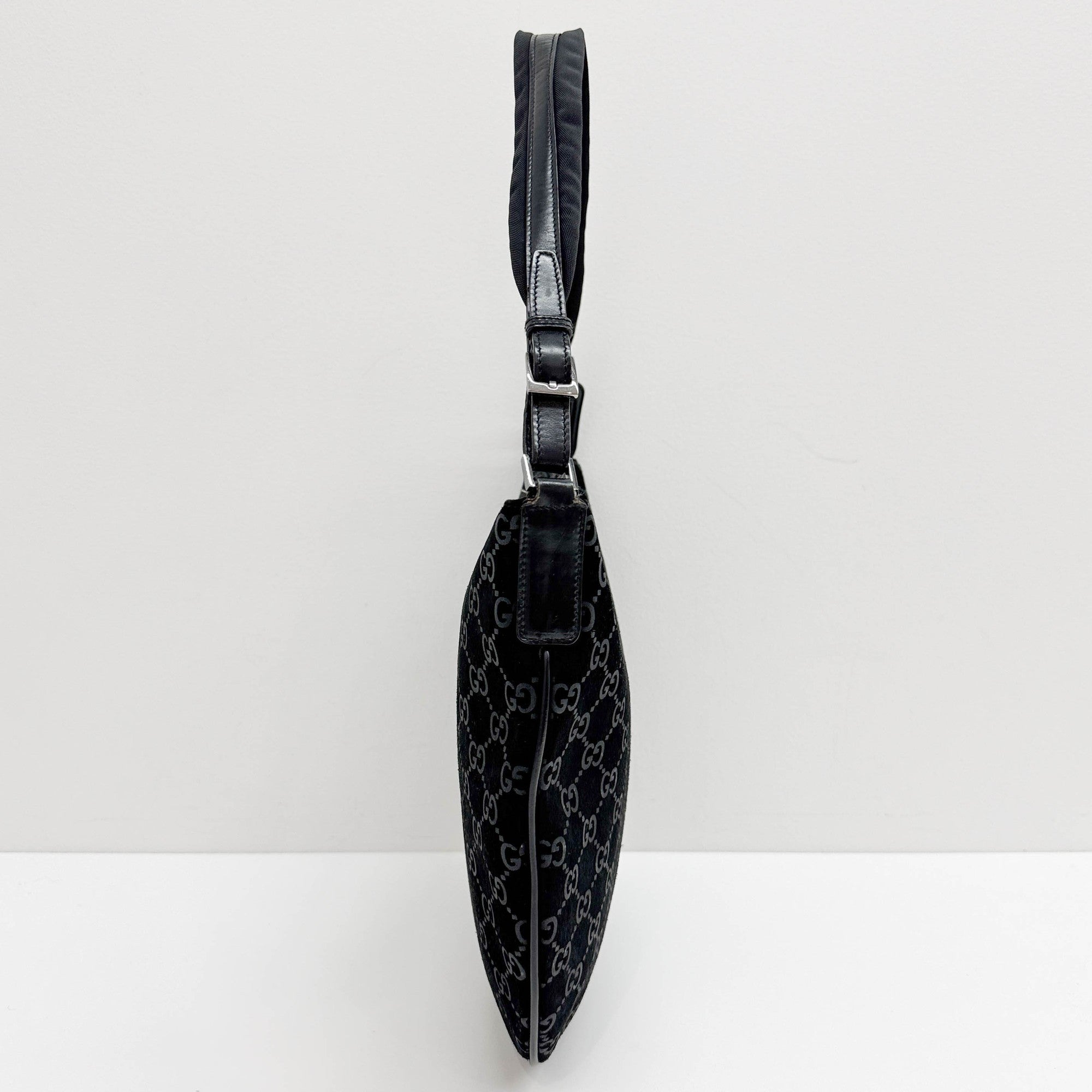 Black GG Suede Shoulder Bag