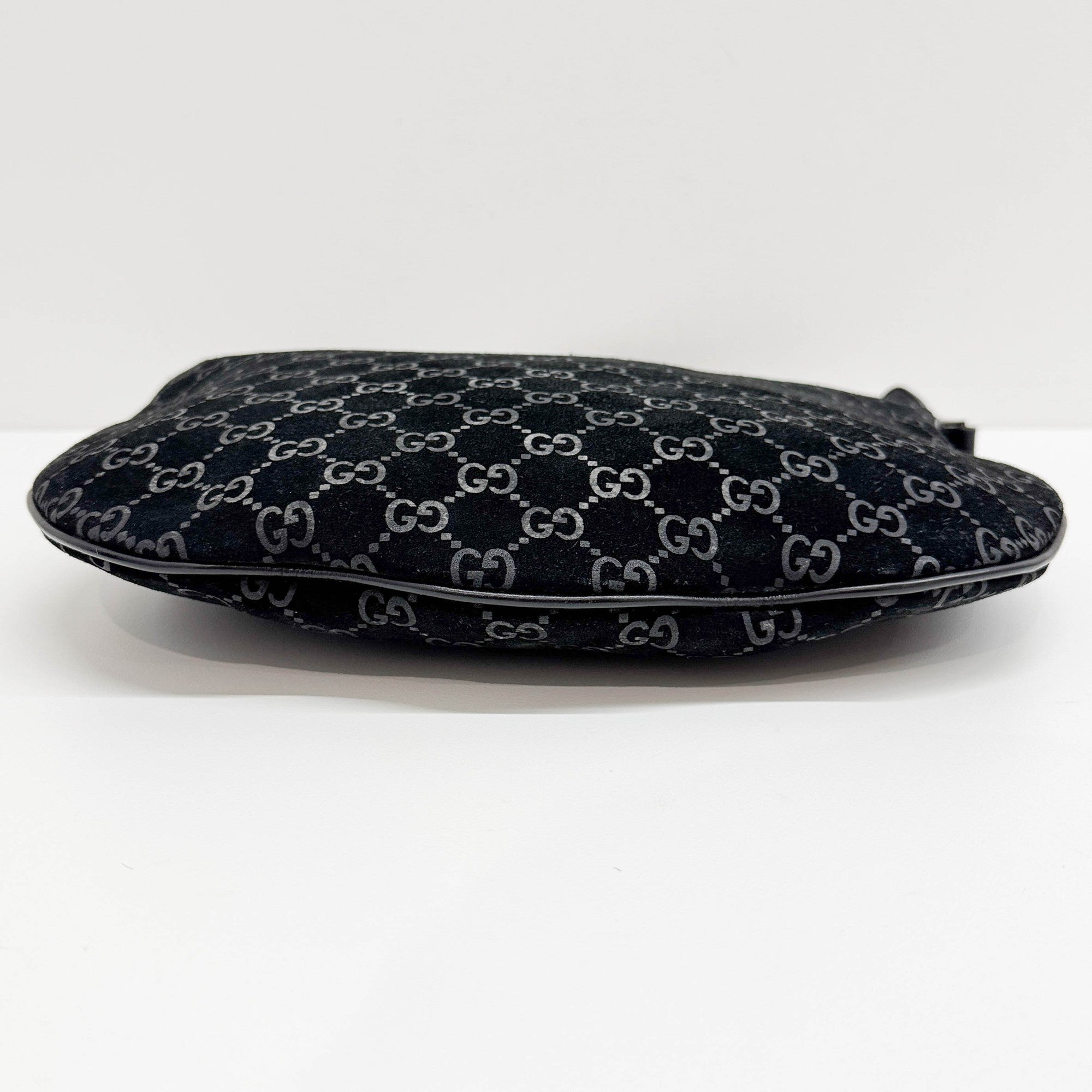 Black GG Suede Shoulder Bag