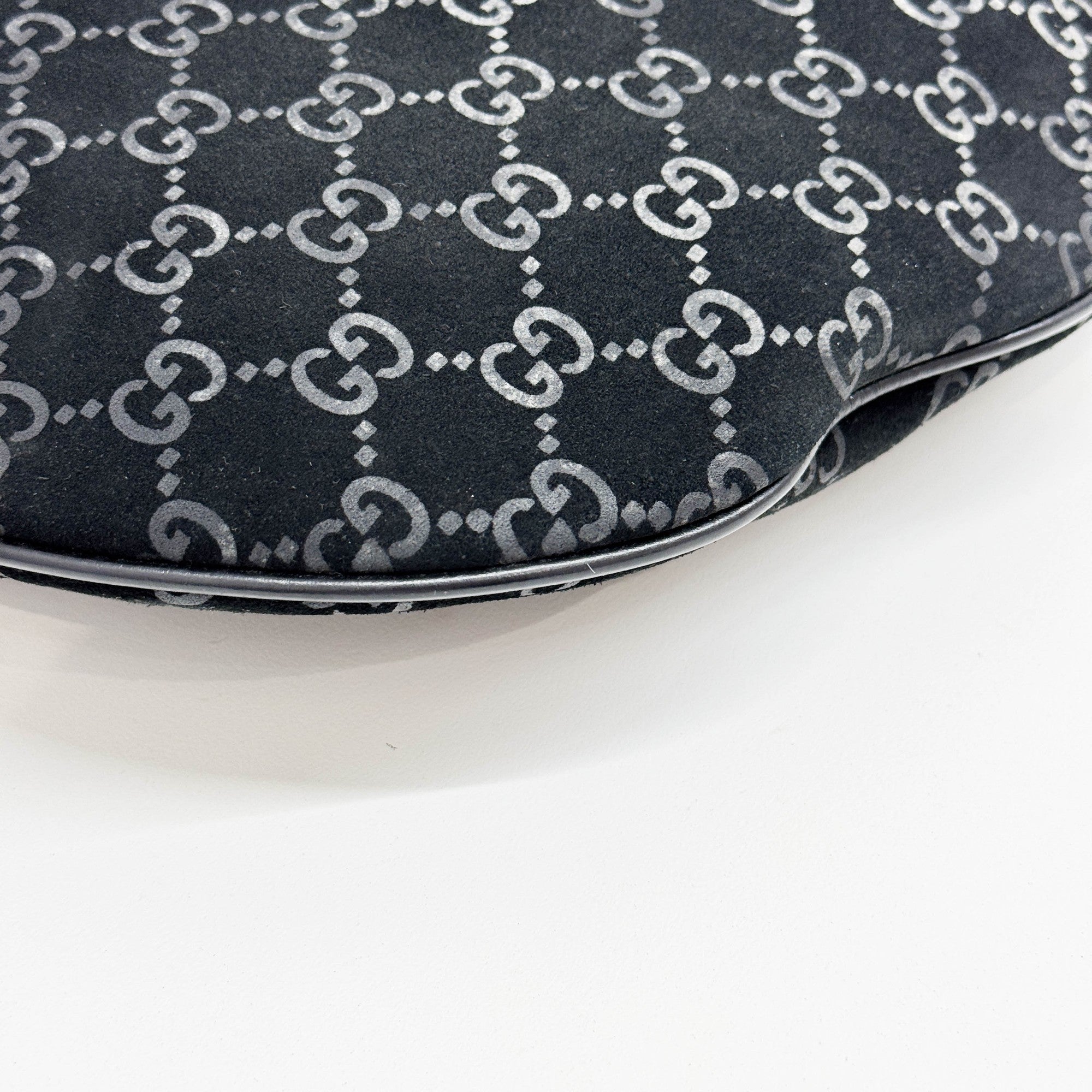 Black GG Suede Shoulder Bag