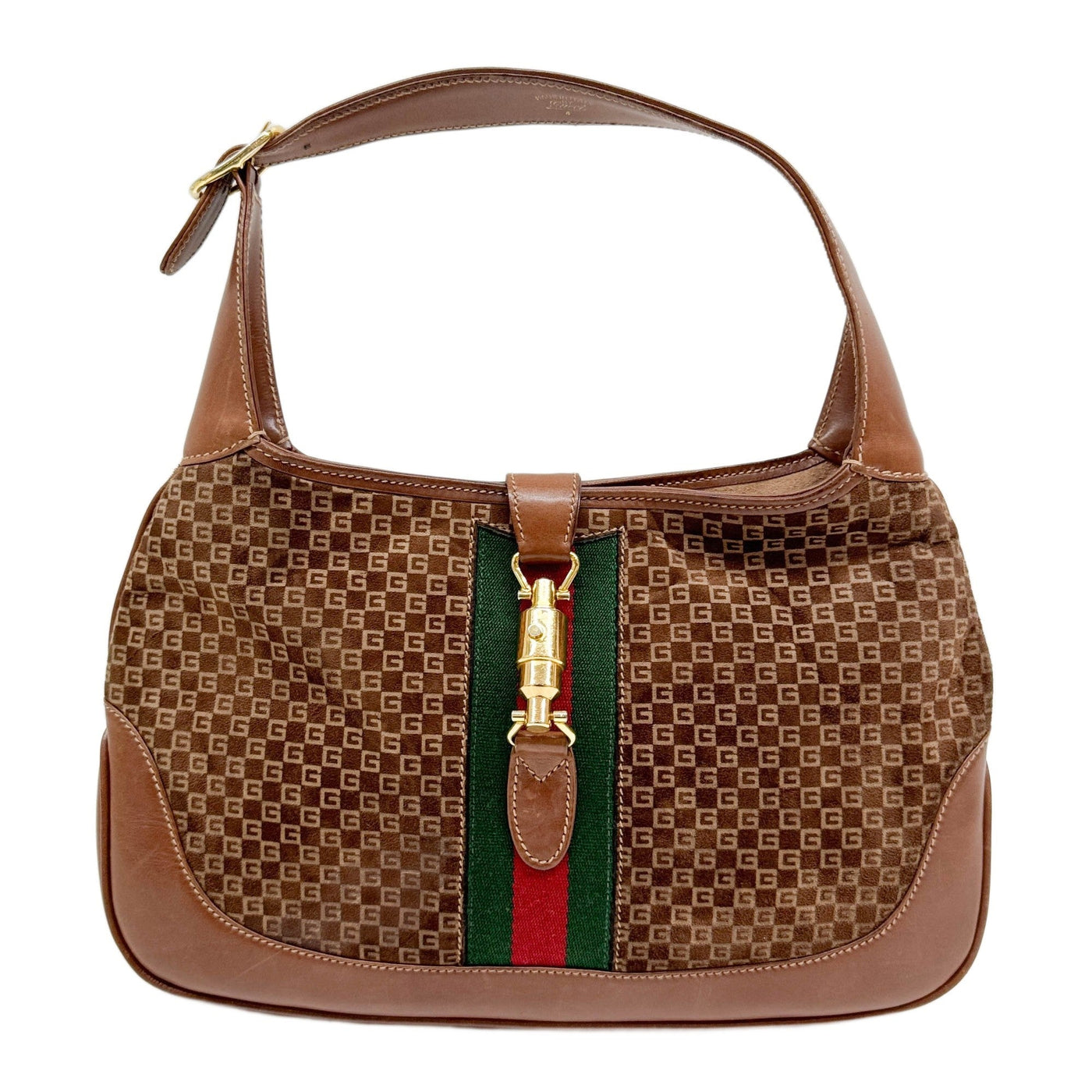 Jackie 1961 Ophidia Brown Suede Shoulder Bag