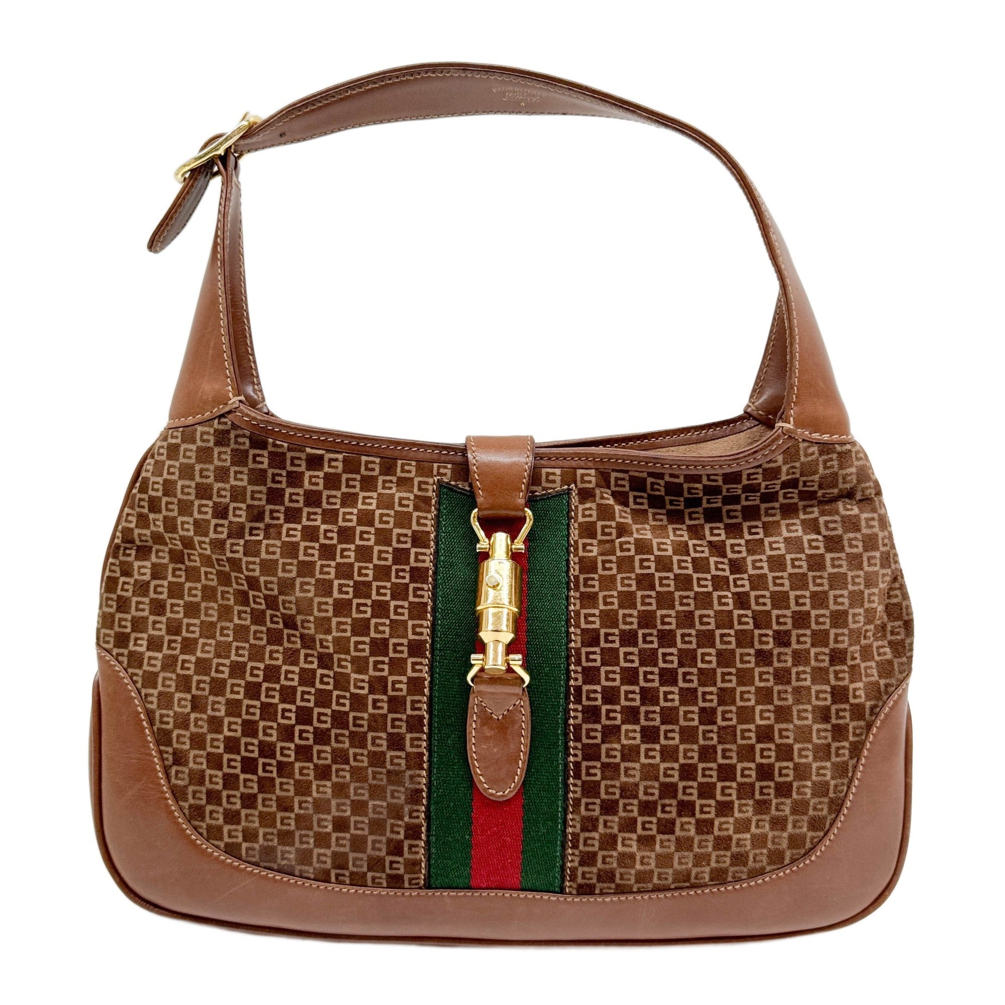 Jackie 1961 Ophidia Brown Suede Shoulder Bag