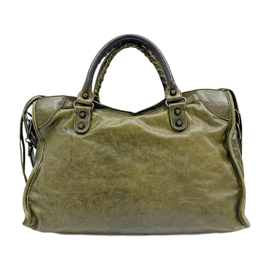 The City Olive Green Leather Shoulder Bag