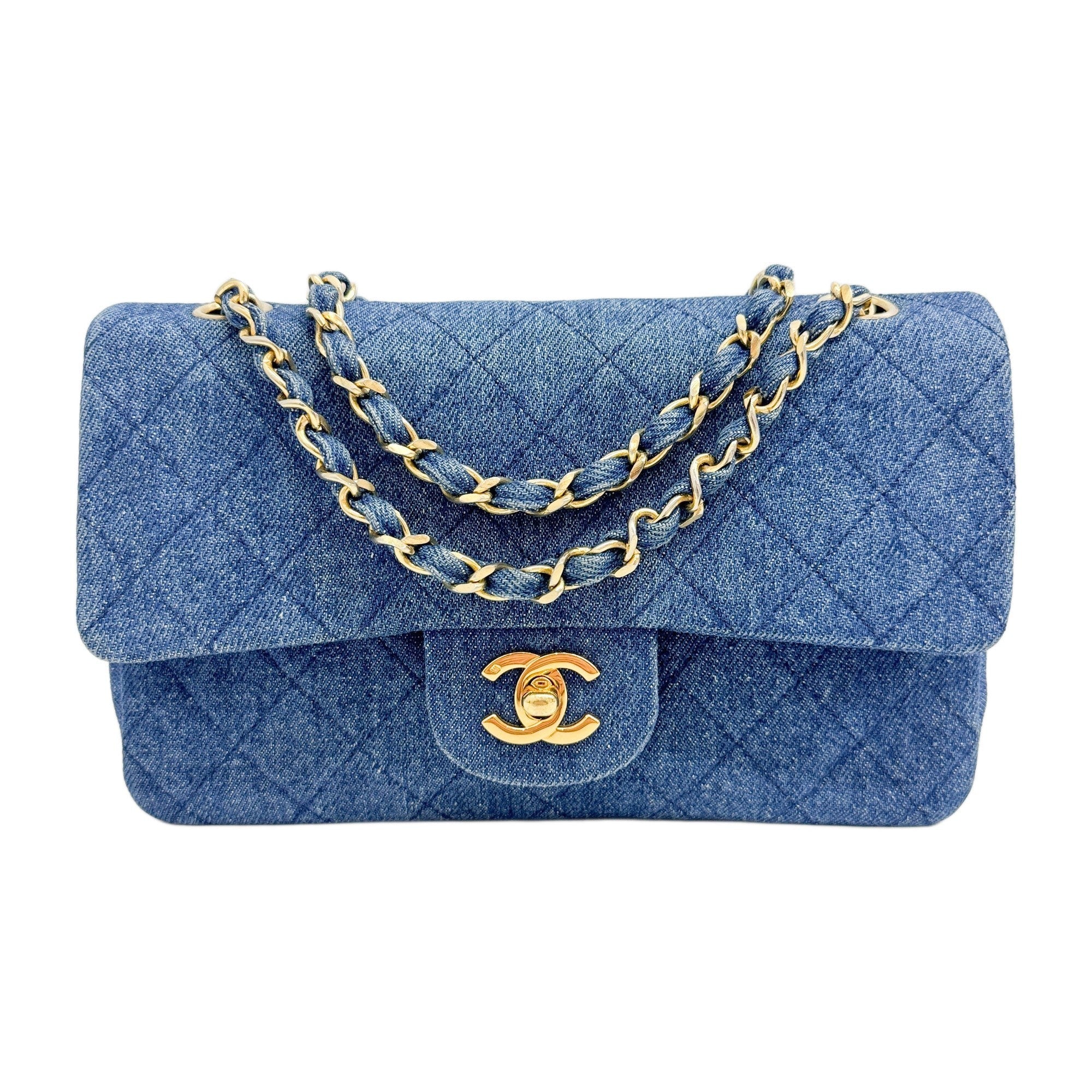 Classic Double Flap 2003-2004 Matelasse Blue Denim Shoulder Bag