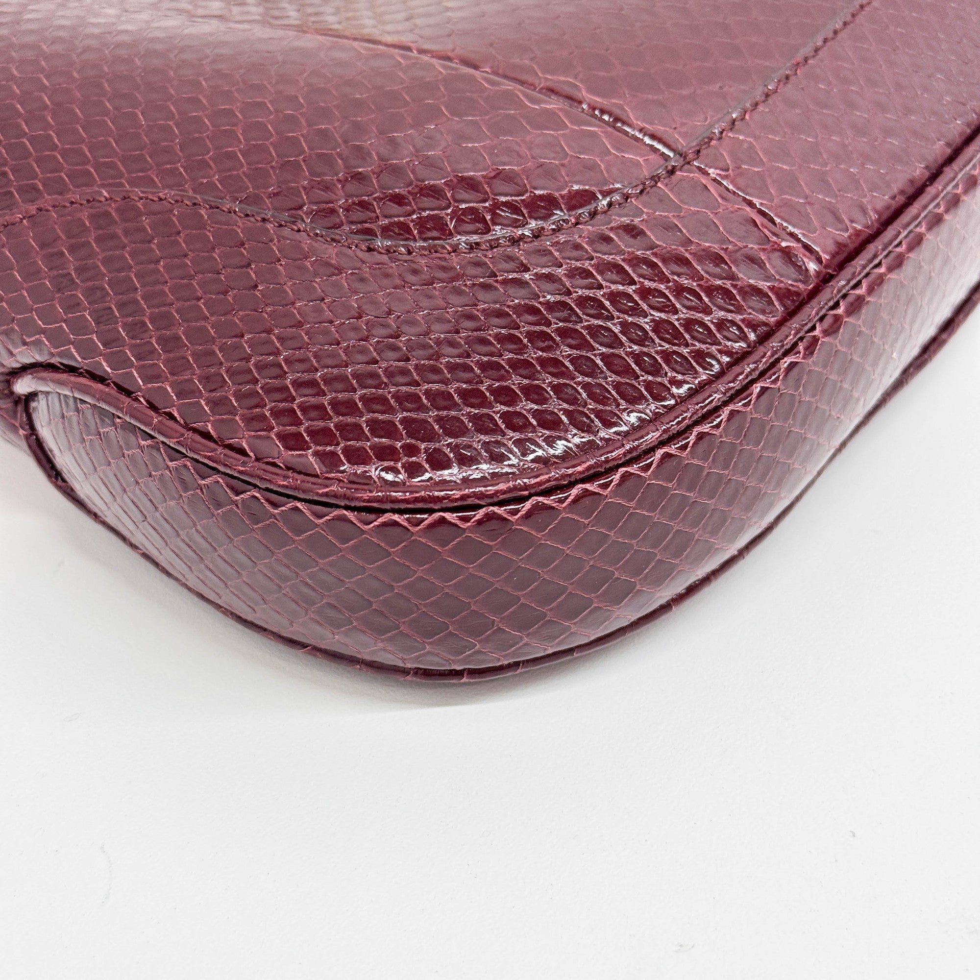 Gucci Jackie Bordeaux Red Python Embossed Leather Shoulder Bag