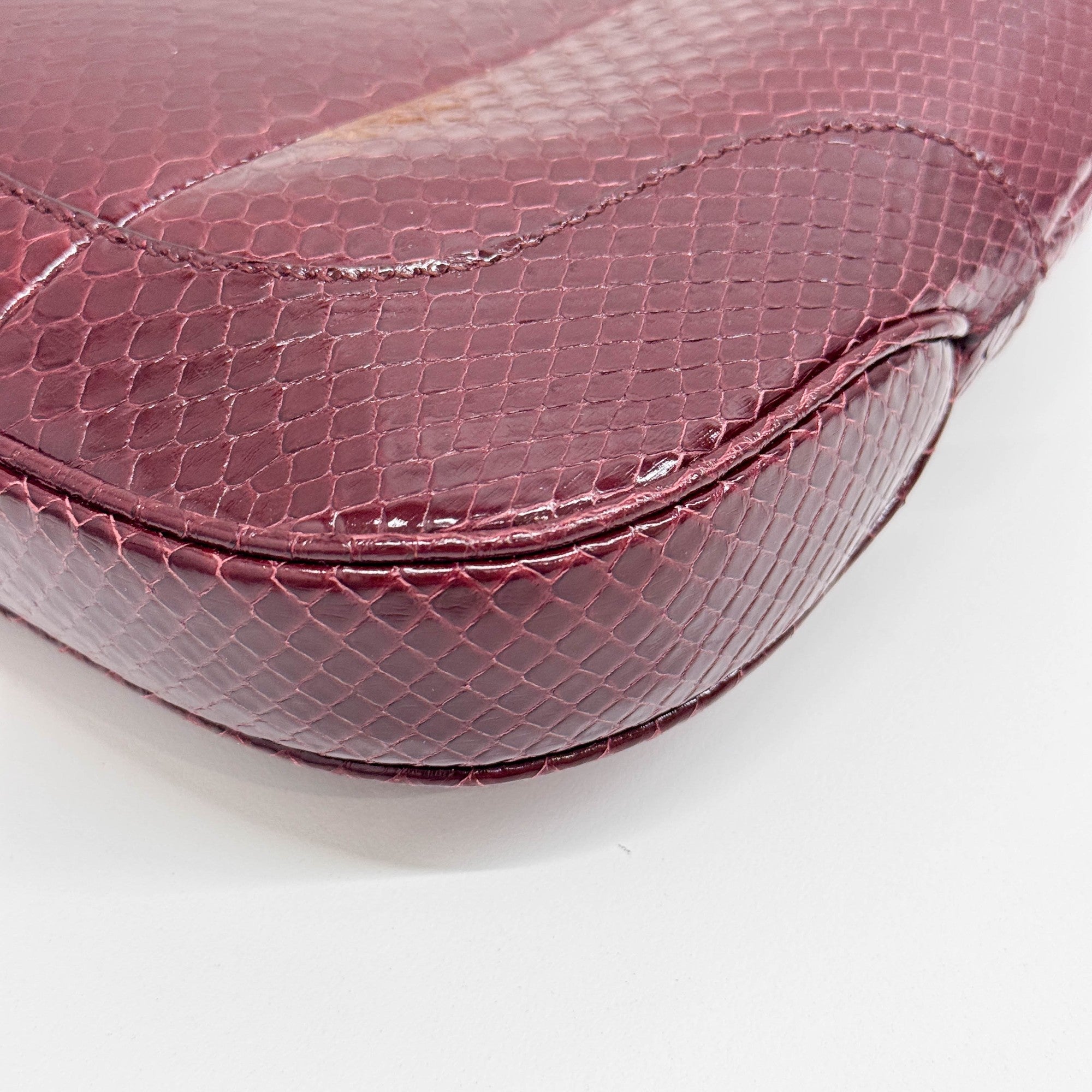 Gucci Jackie Bordeaux Red Python Embossed Leather Shoulder Bag