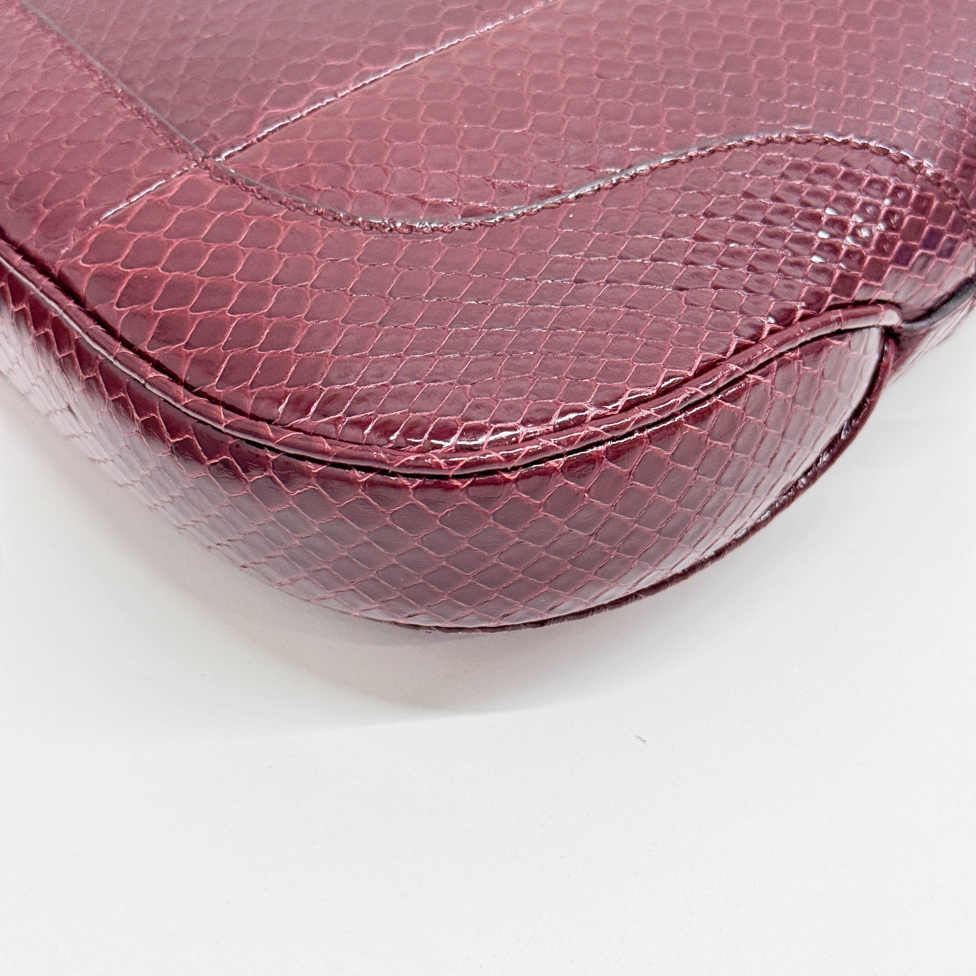 Gucci Jackie Bordeaux Red Python Embossed Leather Shoulder Bag