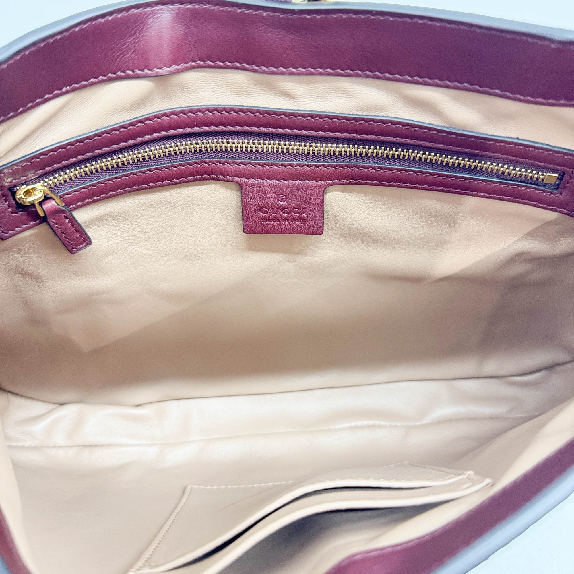 Gucci Jackie Bordeaux Red Python Embossed Leather Shoulder Bag