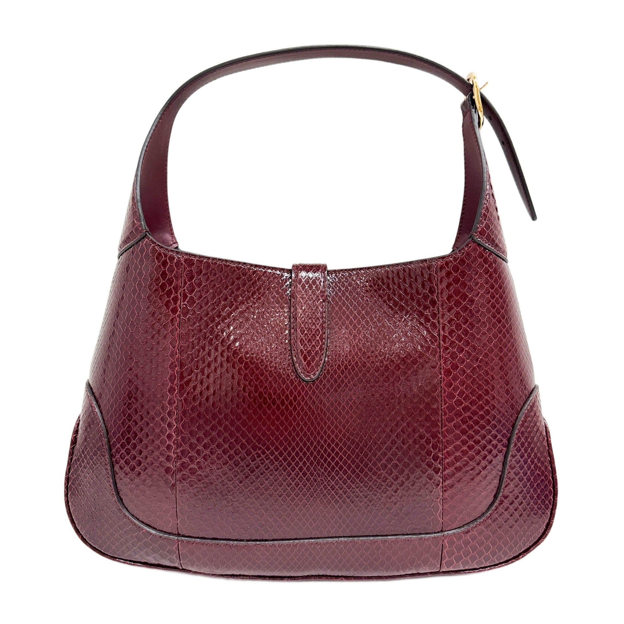 Gucci Jackie Bordeaux Red Python Embossed Leather Shoulder Bag