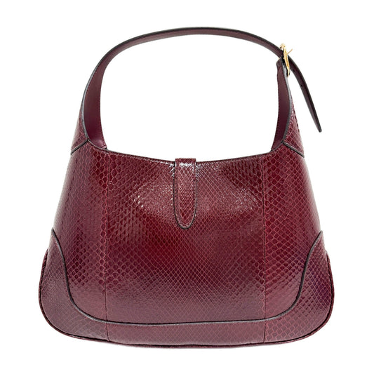 Gucci Jackie Bordeaux Red Python Embossed Leather Shoulder Bag