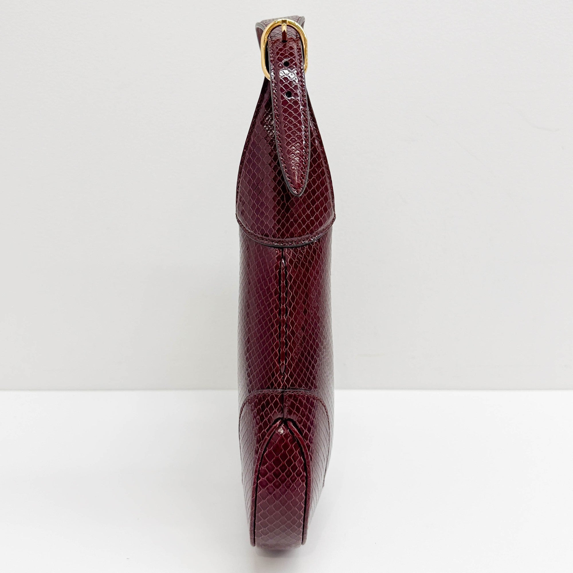 Gucci Jackie Bordeaux Red Python Embossed Leather Shoulder Bag