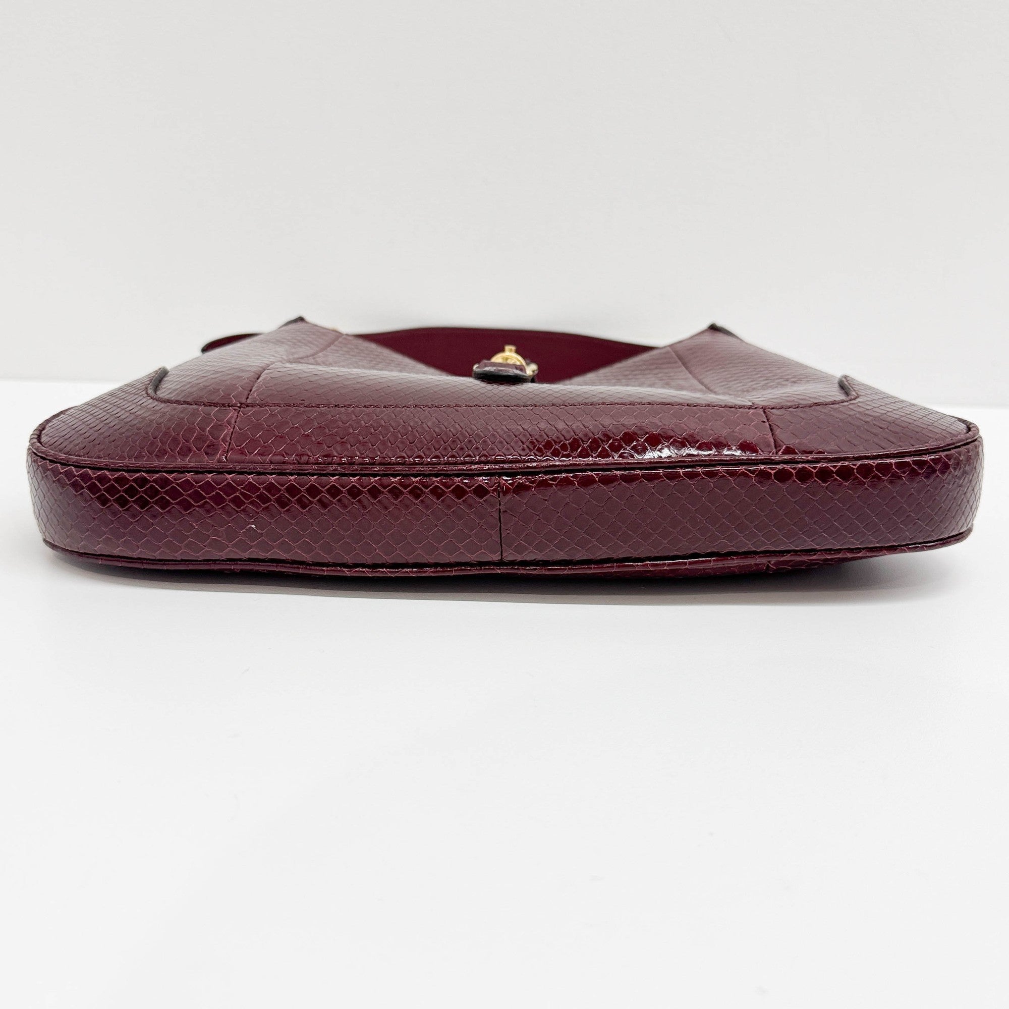 Gucci Jackie Bordeaux Red Python Embossed Leather Shoulder Bag