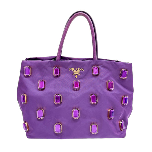 Rhinestone Purple Nylon Hand Bag