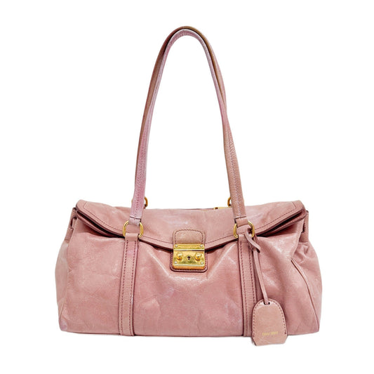 Joie Gold Lock Clasp Pink Leather Shoulder Bag
