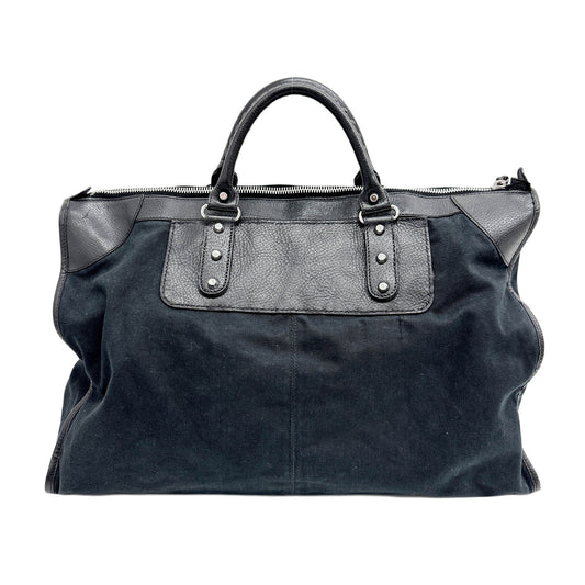 Maxi Black Canvas with Leather Details Handle Bag