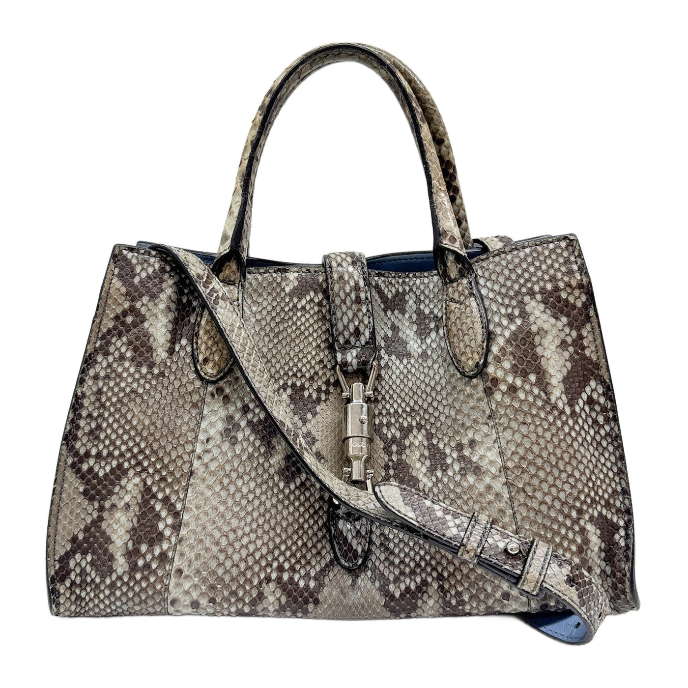 Jackie 1961 Blue & Brown Python Embossed Leather Two Way Bag