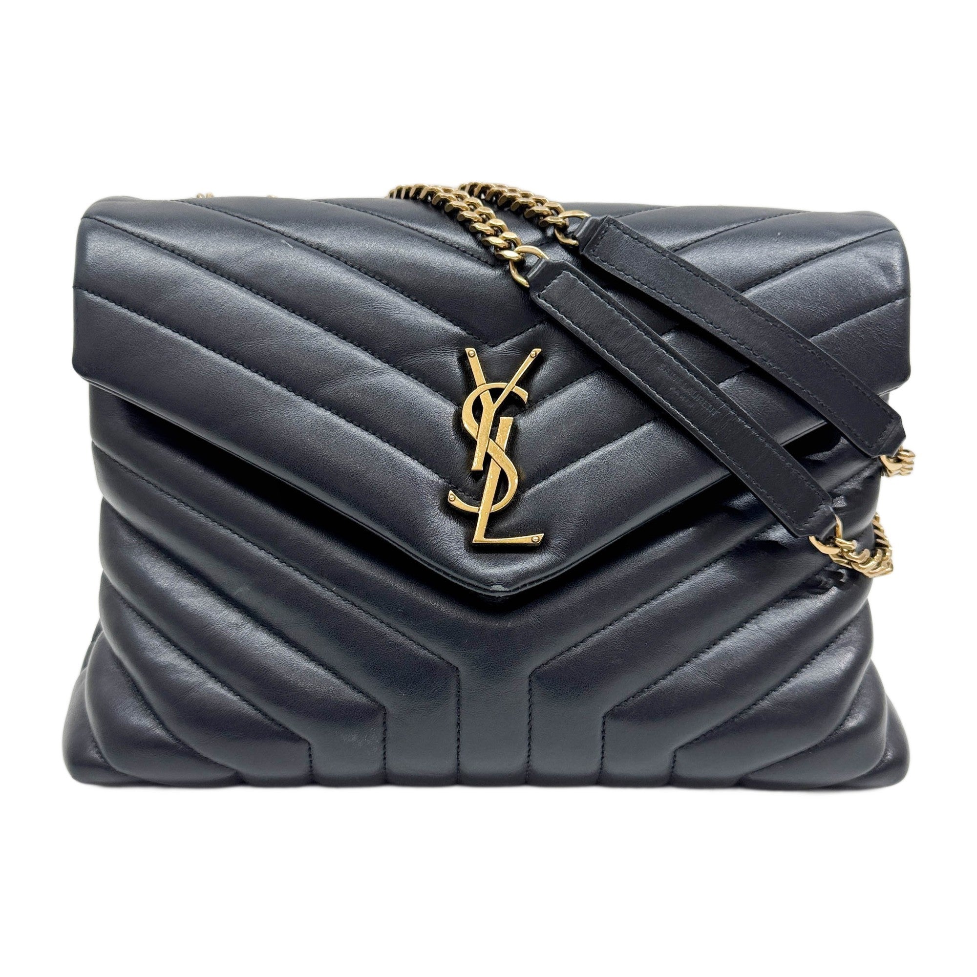 College Black Leather Shoulder Bag