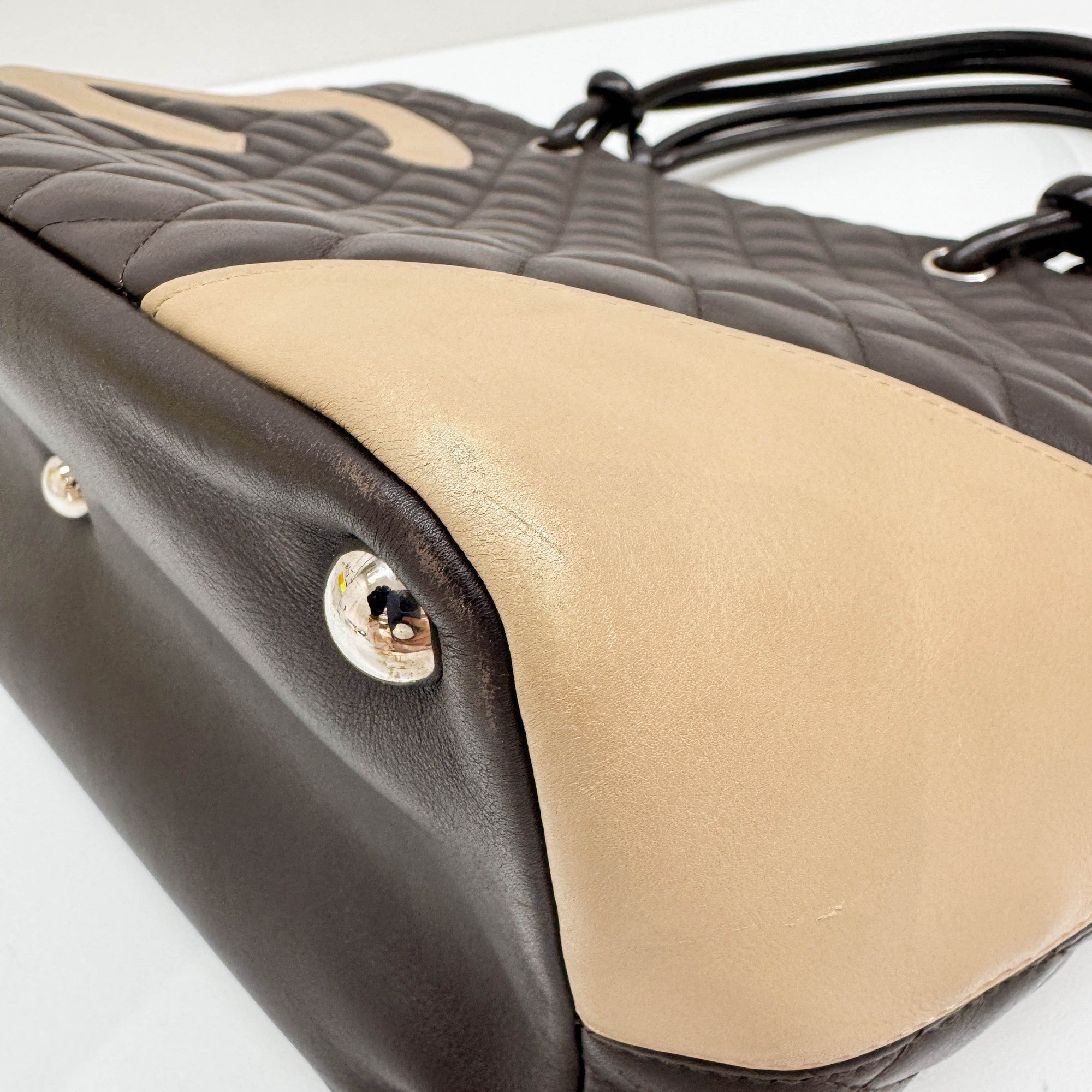 Cambon Bicolor Beige and Brown Tote Bag