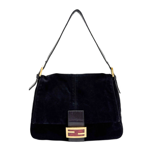 Mamma Baguette Black Suede Shoulder Bag