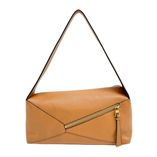 Puzzle Brown Leather Shoulder Bag