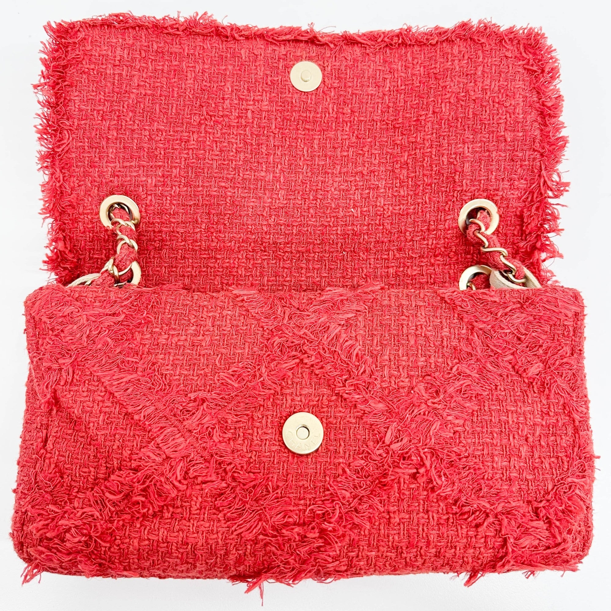 "Nature" Flap Red Tweed Shoulder Bag