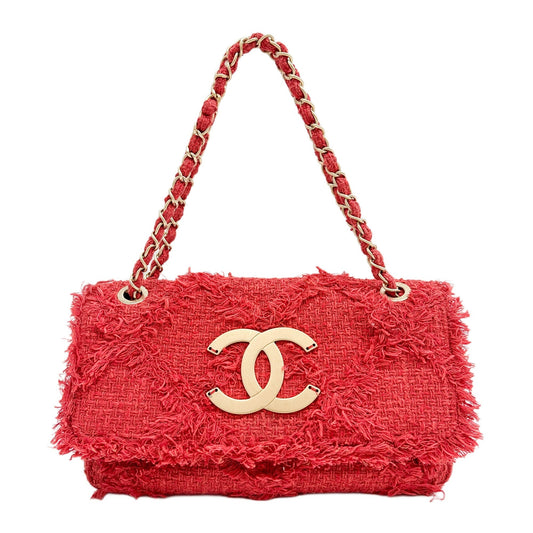 "Nature" Flap Red Tweed Shoulder Bag