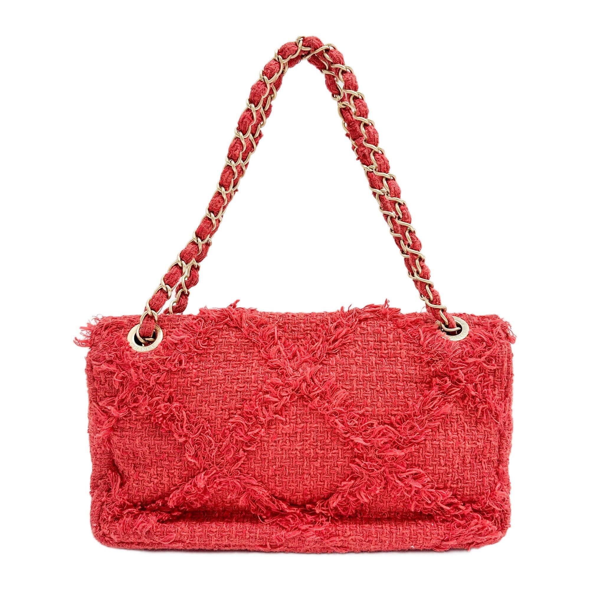 "Nature" Flap Red Tweed Shoulder Bag