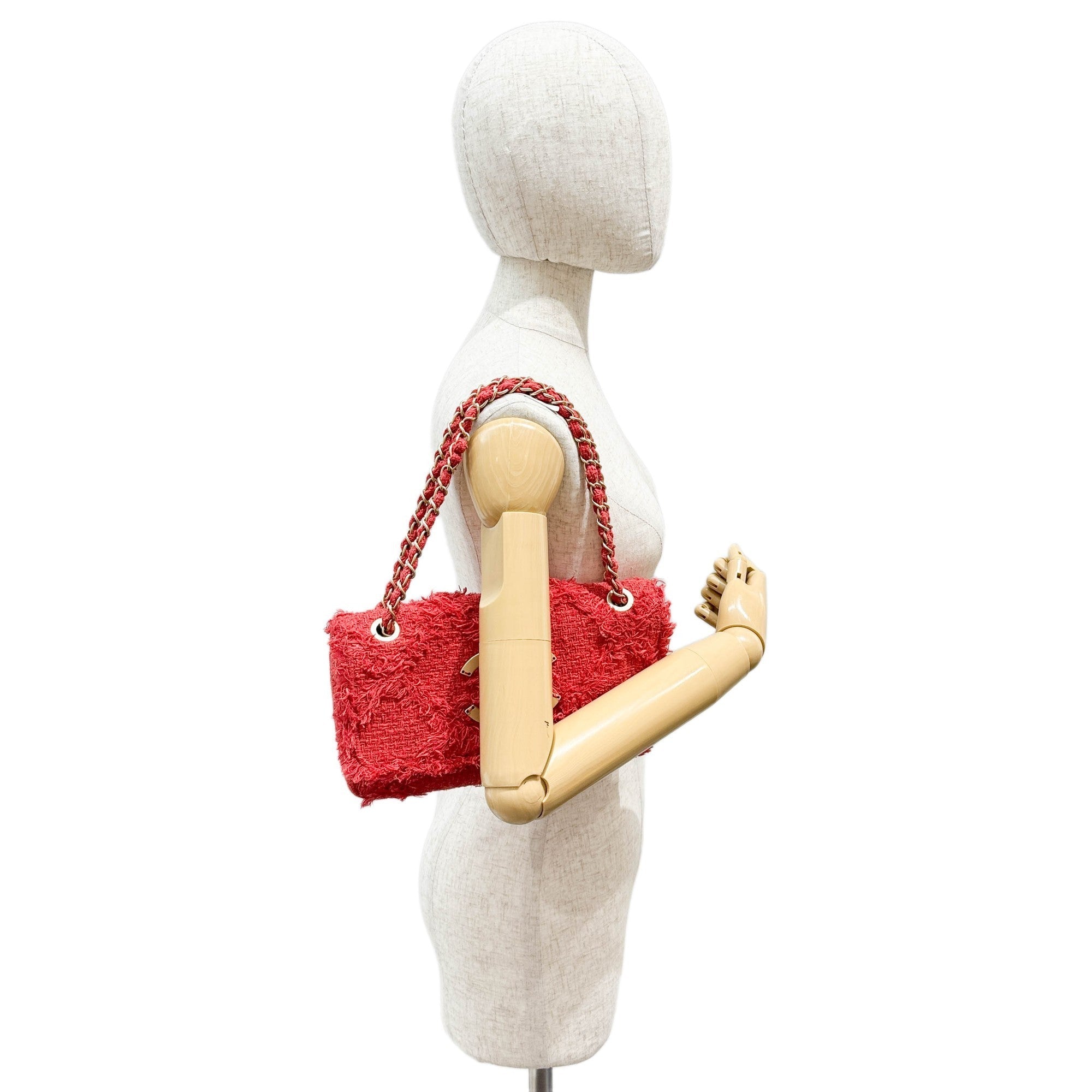 "Nature" Flap Red Tweed Shoulder Bag
