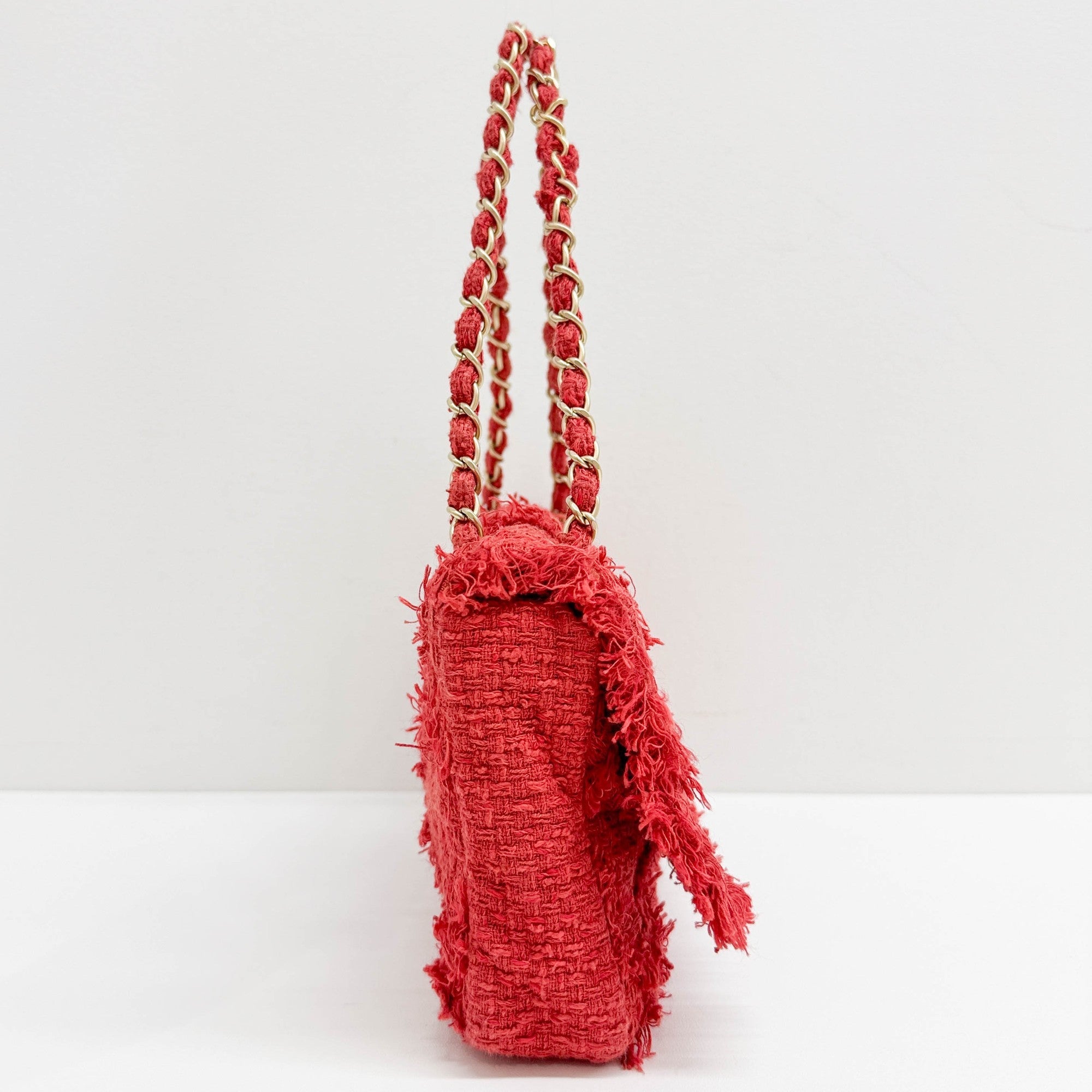 "Nature" Flap Red Tweed Shoulder Bag