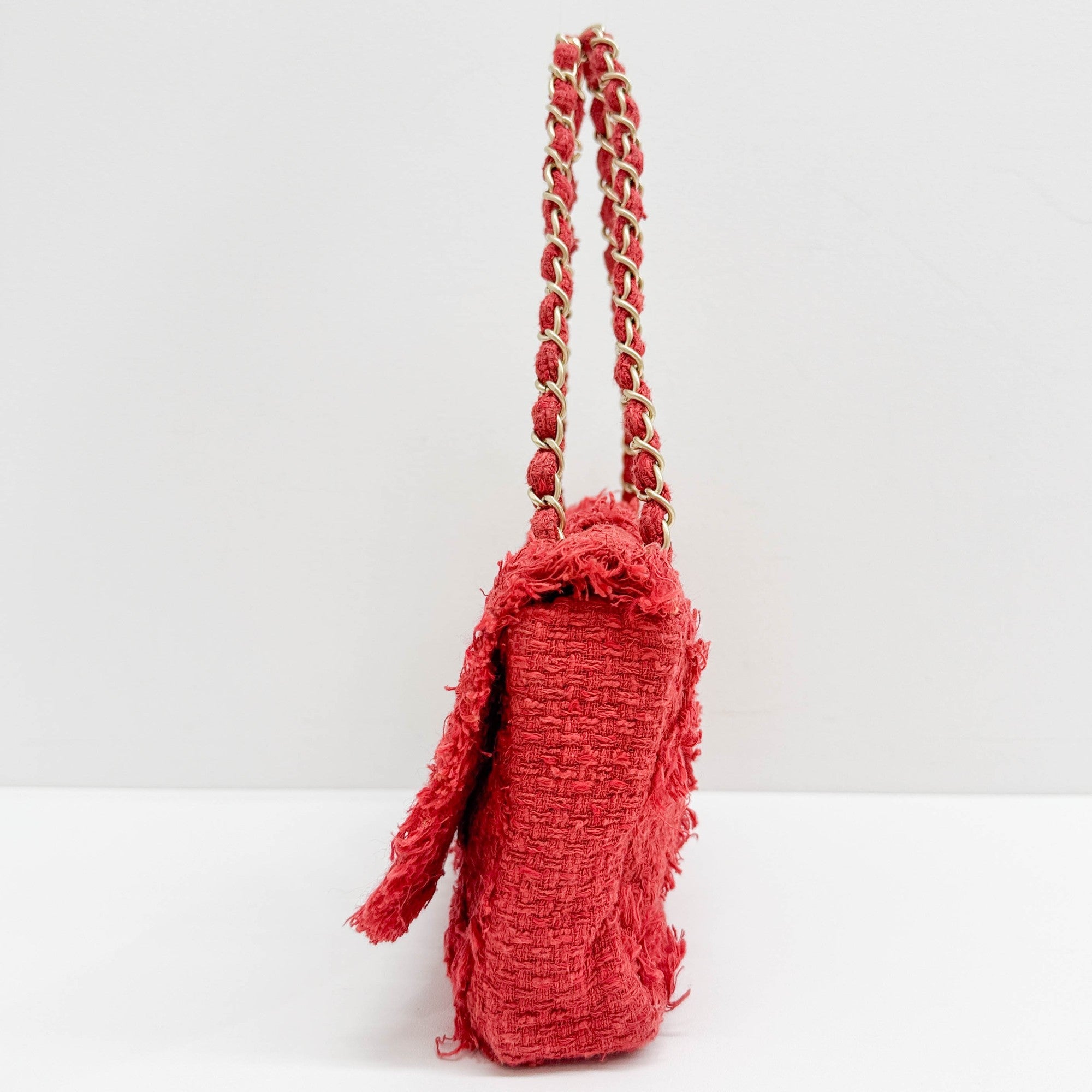 "Nature" Flap Red Tweed Shoulder Bag