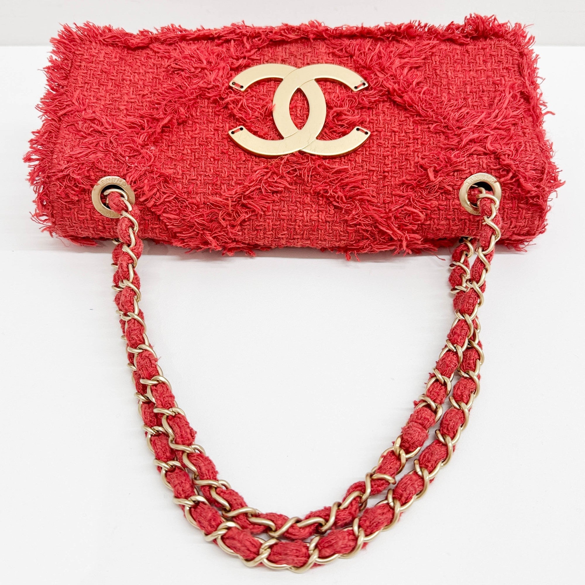 "Nature" Flap Red Tweed Shoulder Bag