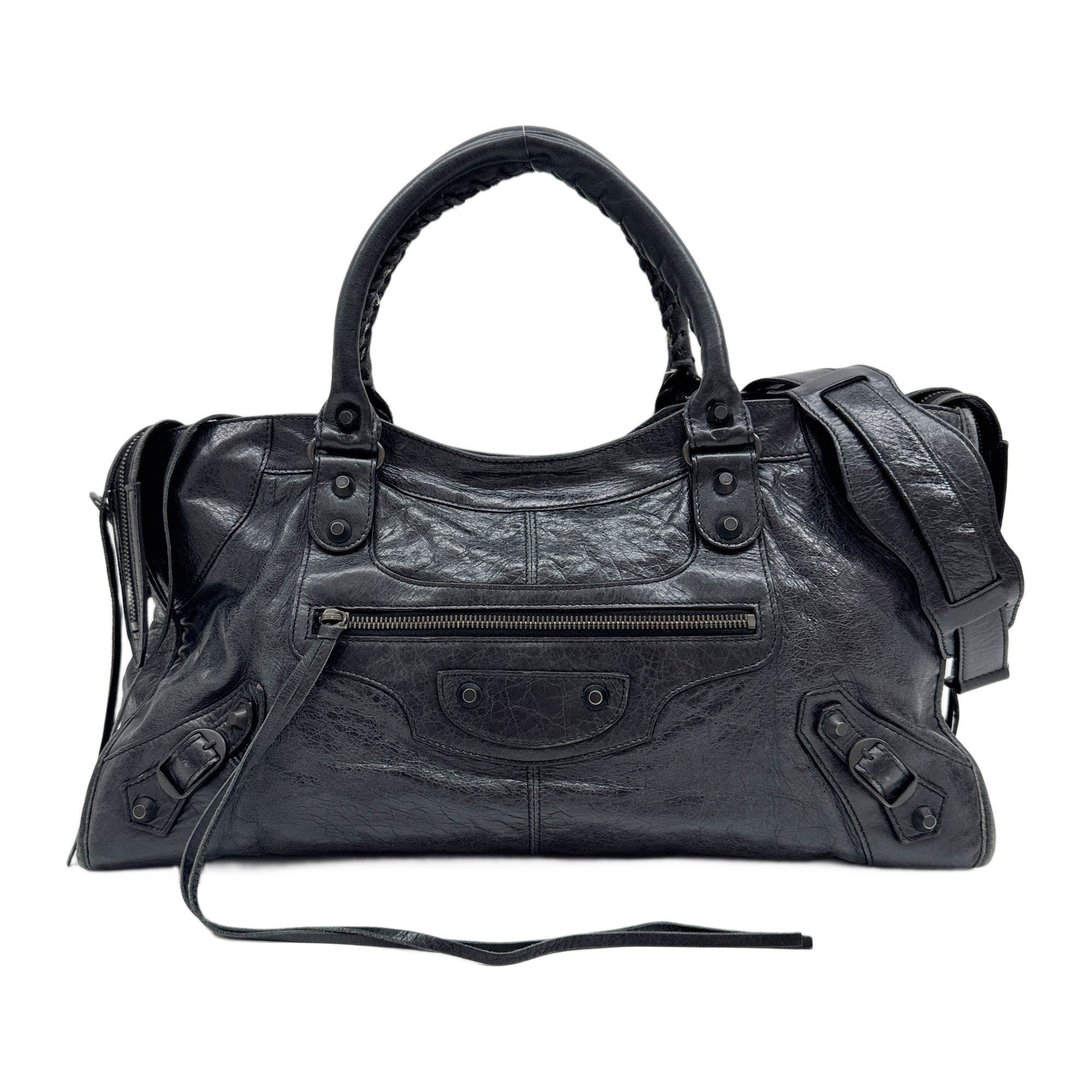 Part Time Black Leather Two Way Bag