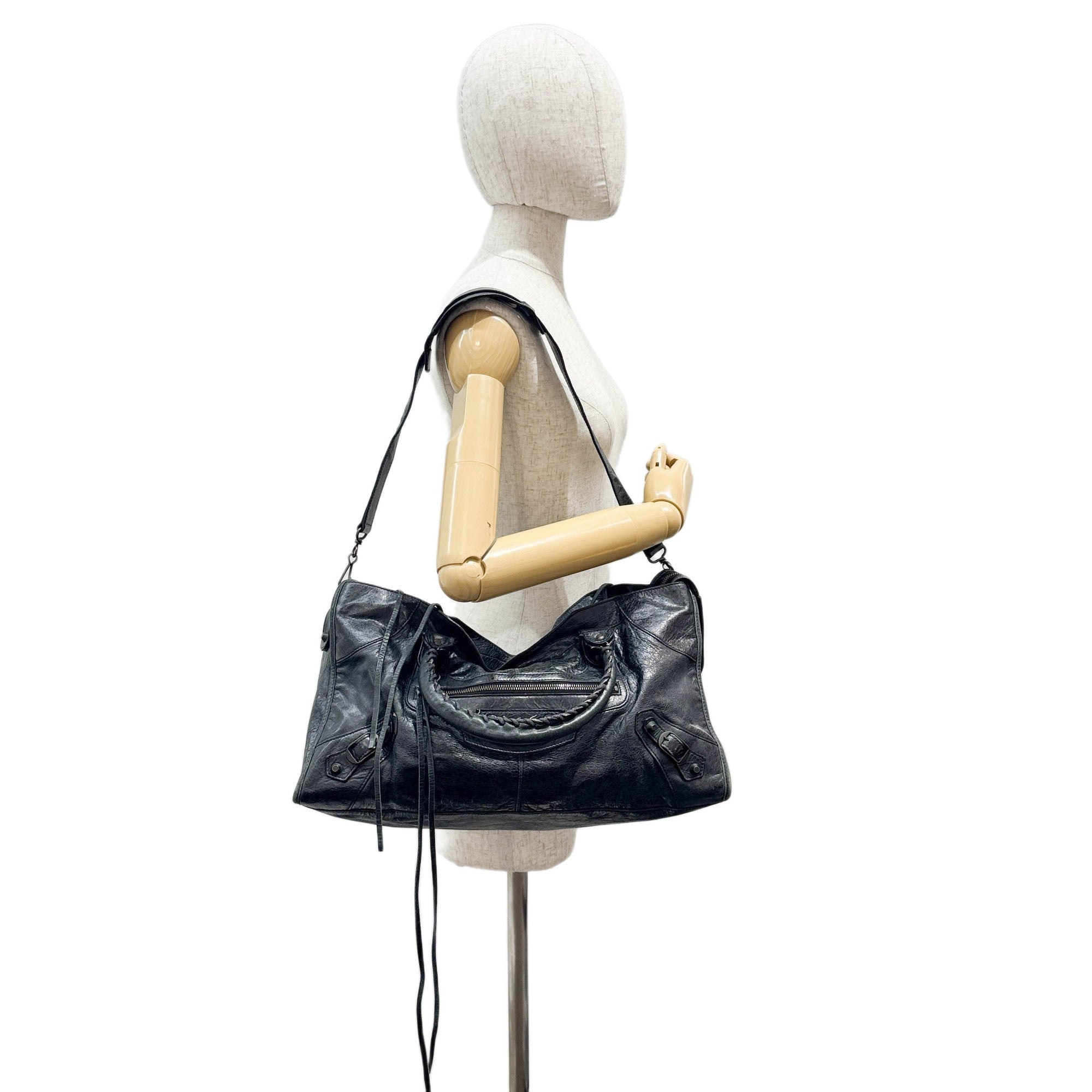 Part Time Black Leather Two Way Bag
